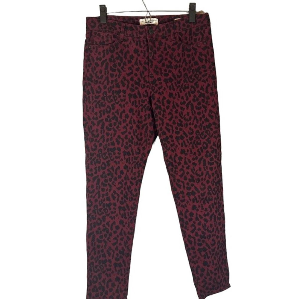Sanctuary Dark Pink & Black Leopard Animal Print Ankle Skinny Jeans Women Sz 8